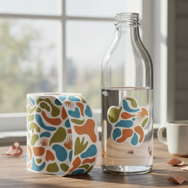 Papier-Etiketten ohne Weiß - Wasserflasche