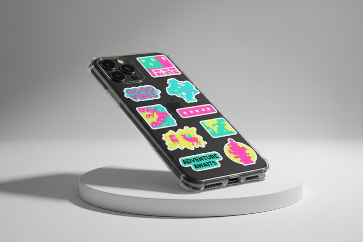Vinyl Sticker auf Handyhülle