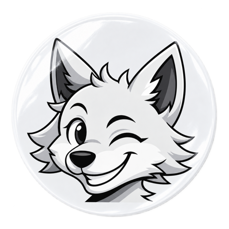 Runder Vinyl-Aufkleber mit P4Print Wolf