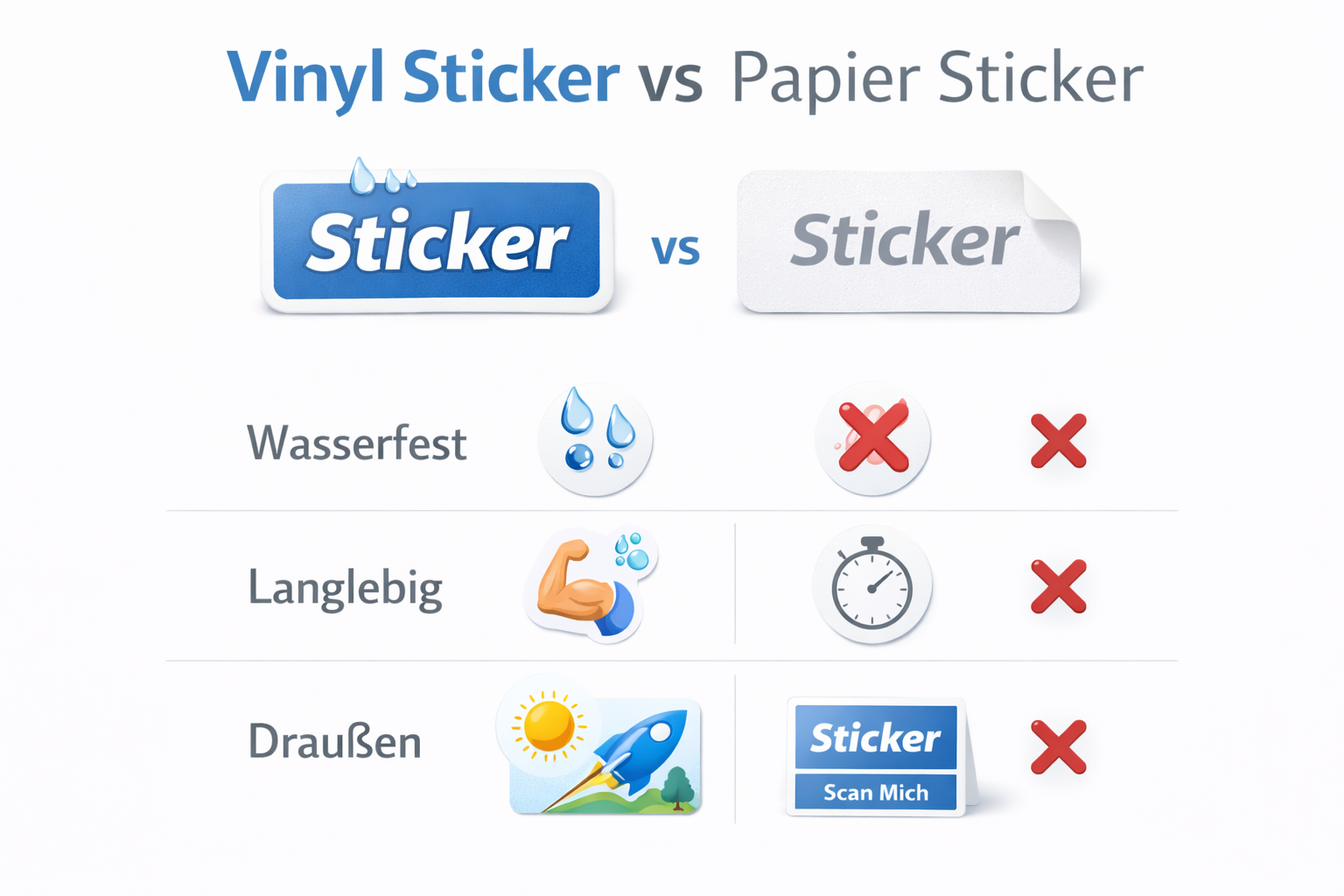 Vergleich zwischen Vinyl-Aufklebern und Papier-Aufklebern